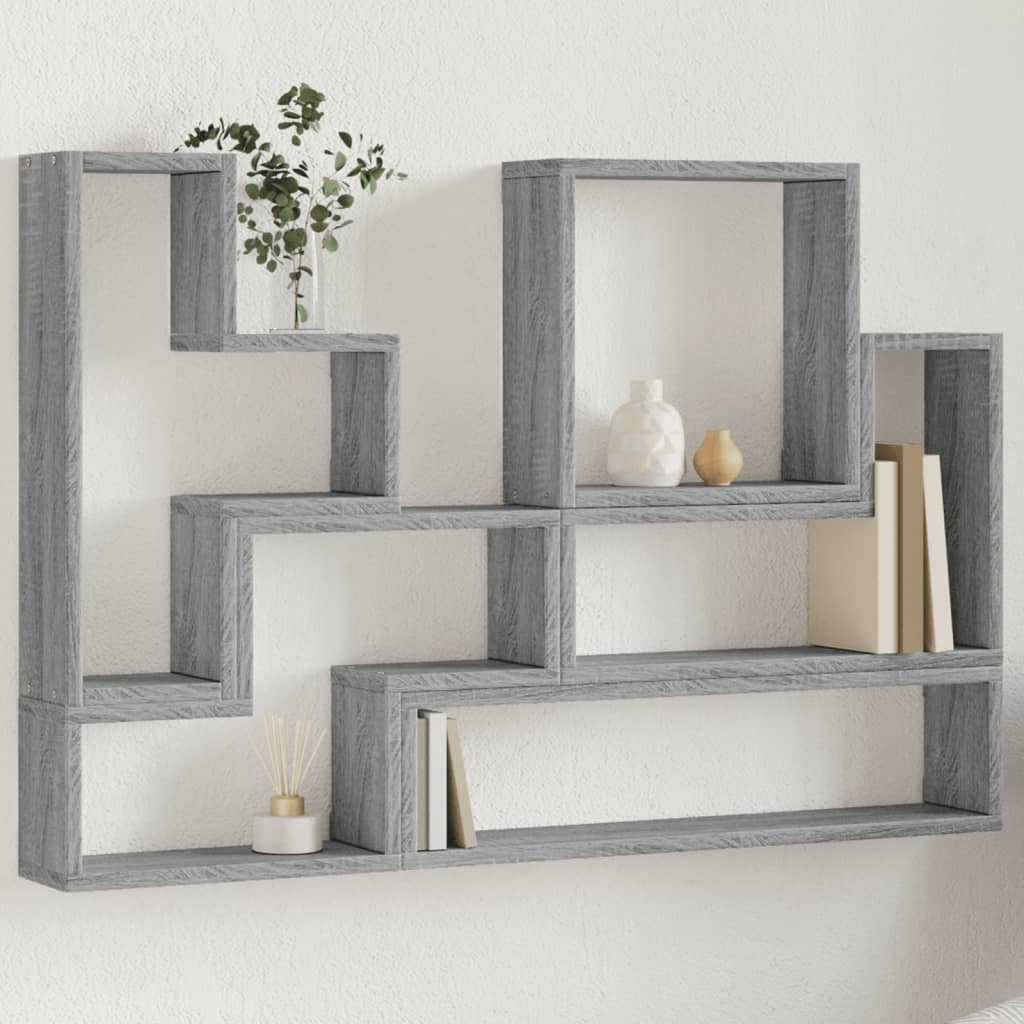 Vetonek Estantería de pared madera ingeniería gris Sonoma 96x12x64 cm