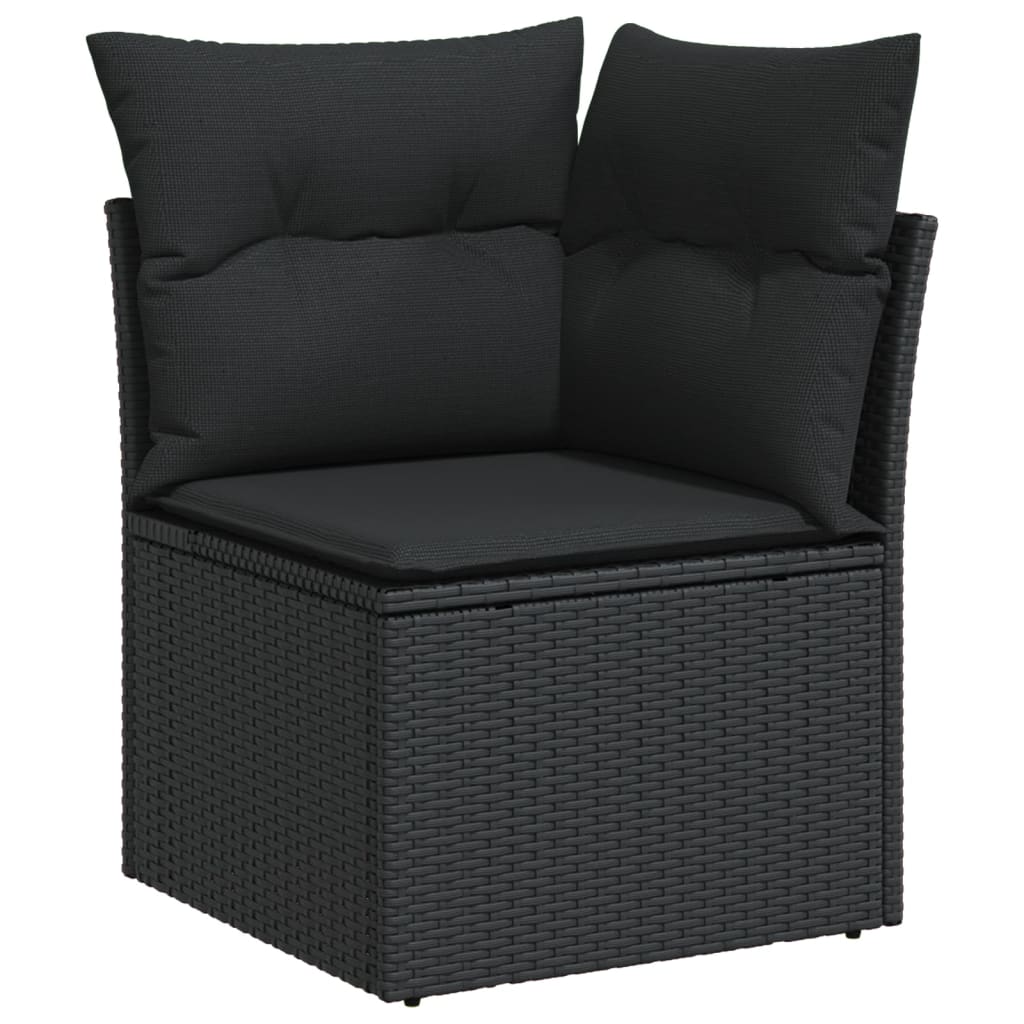 Gartensofas Set 8 Stücke und schwarze synthetische Rattankissen