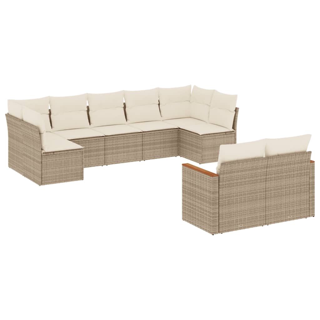 Gartensofas Set 9 PCs mit beige synthetischen Kissen