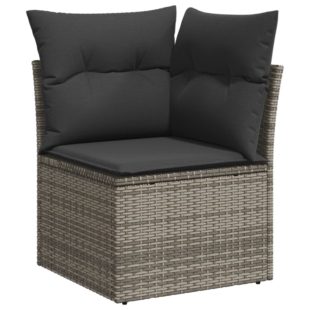 Divani da giardino set con cuscini di rattan sintetici grigi