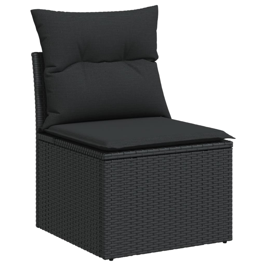 Gartensofas Set 8 Stücke und schwarze synthetische Rattankissen