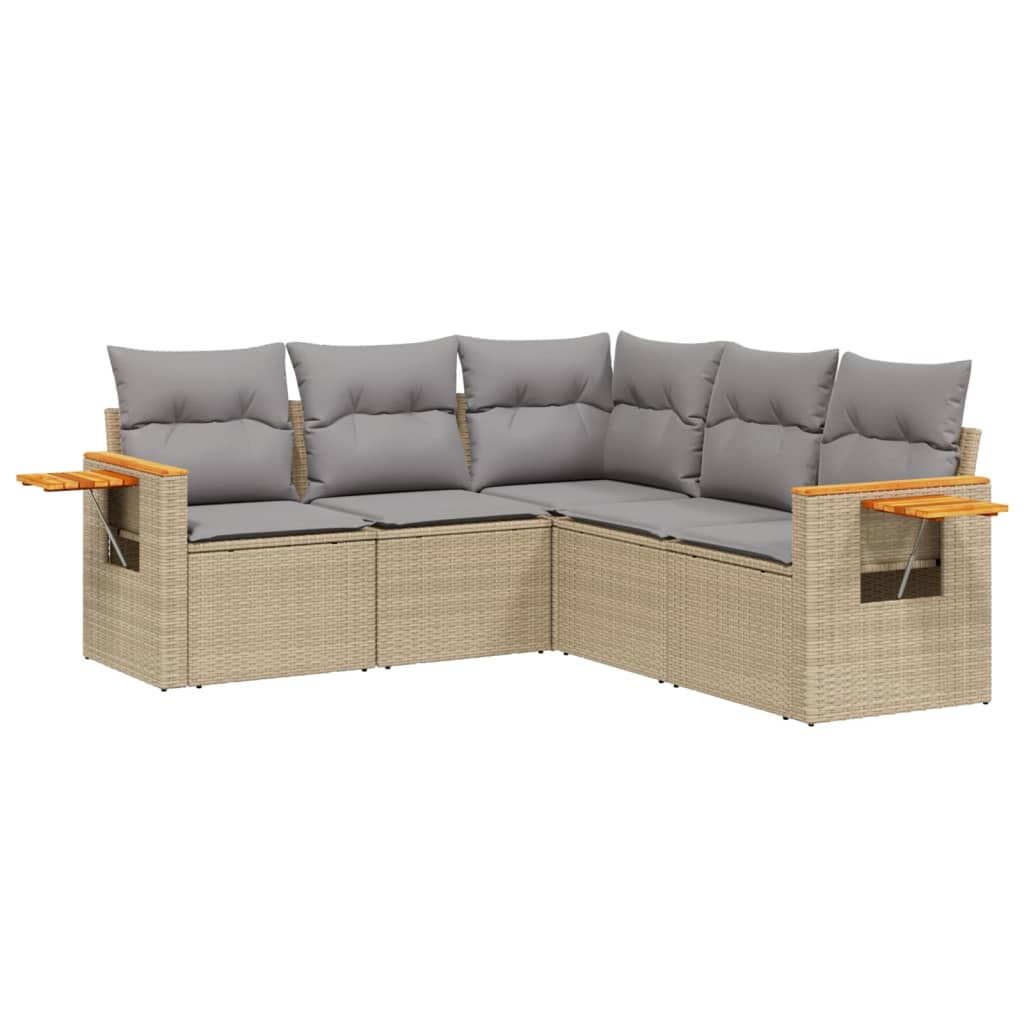 Sofas de jardin Game 5 Pzas Ratán Synthétique beige