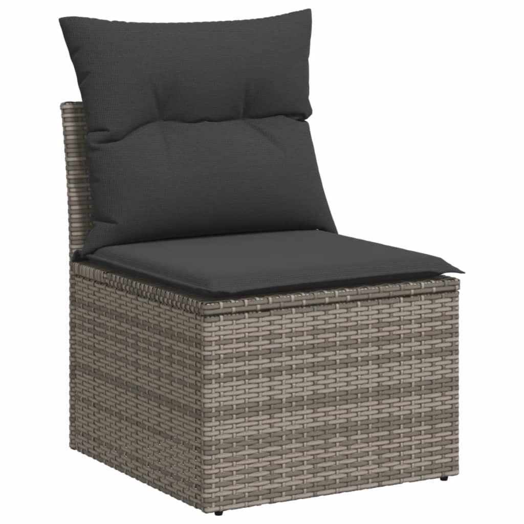 Garden furniture set and gray synthetic rattan cushions