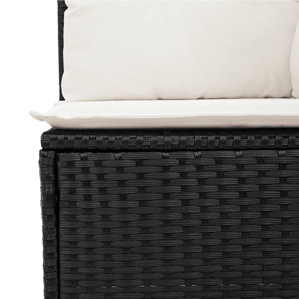 Gartensofas Set 6 Stücke und schwarze synthetische Rattankissen