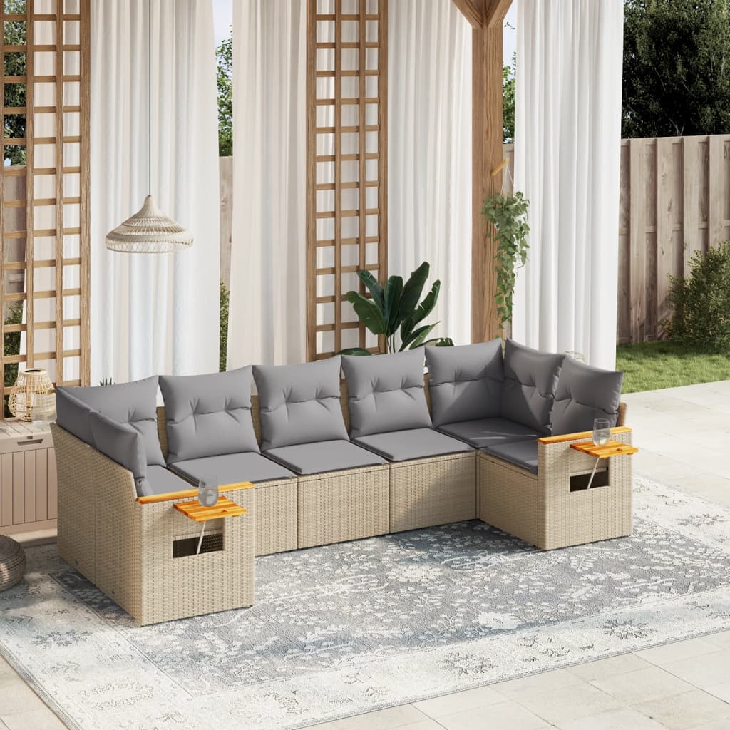 7-civiques canapés de jardin et coussins synthétiques beige