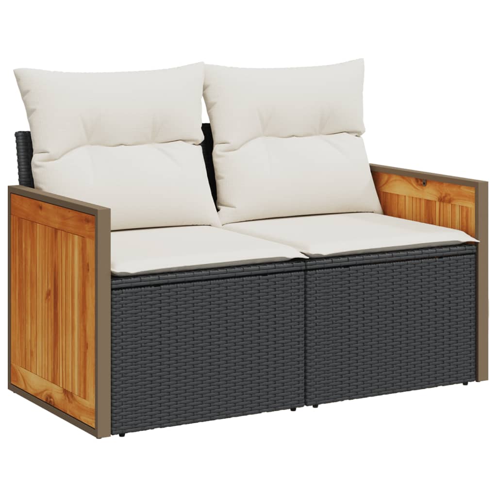 Gartensofas Set 6 Stücke und schwarze synthetische Rattankissen