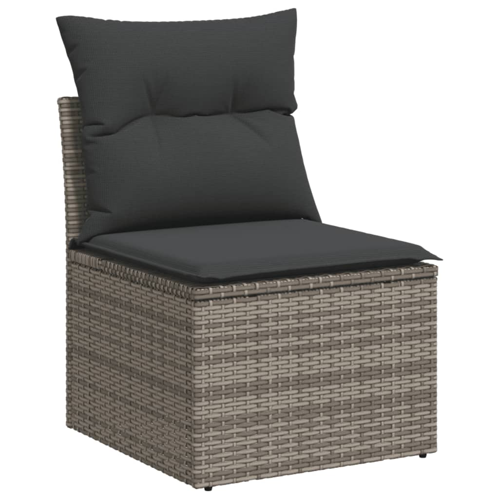 Ensemble de meubles de jardin 6 pcs et coussins de rotin synthétique gris