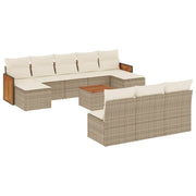 Set de sofás de jardín 11pzas con cojines ratán sintético beige V0408 Vetonek