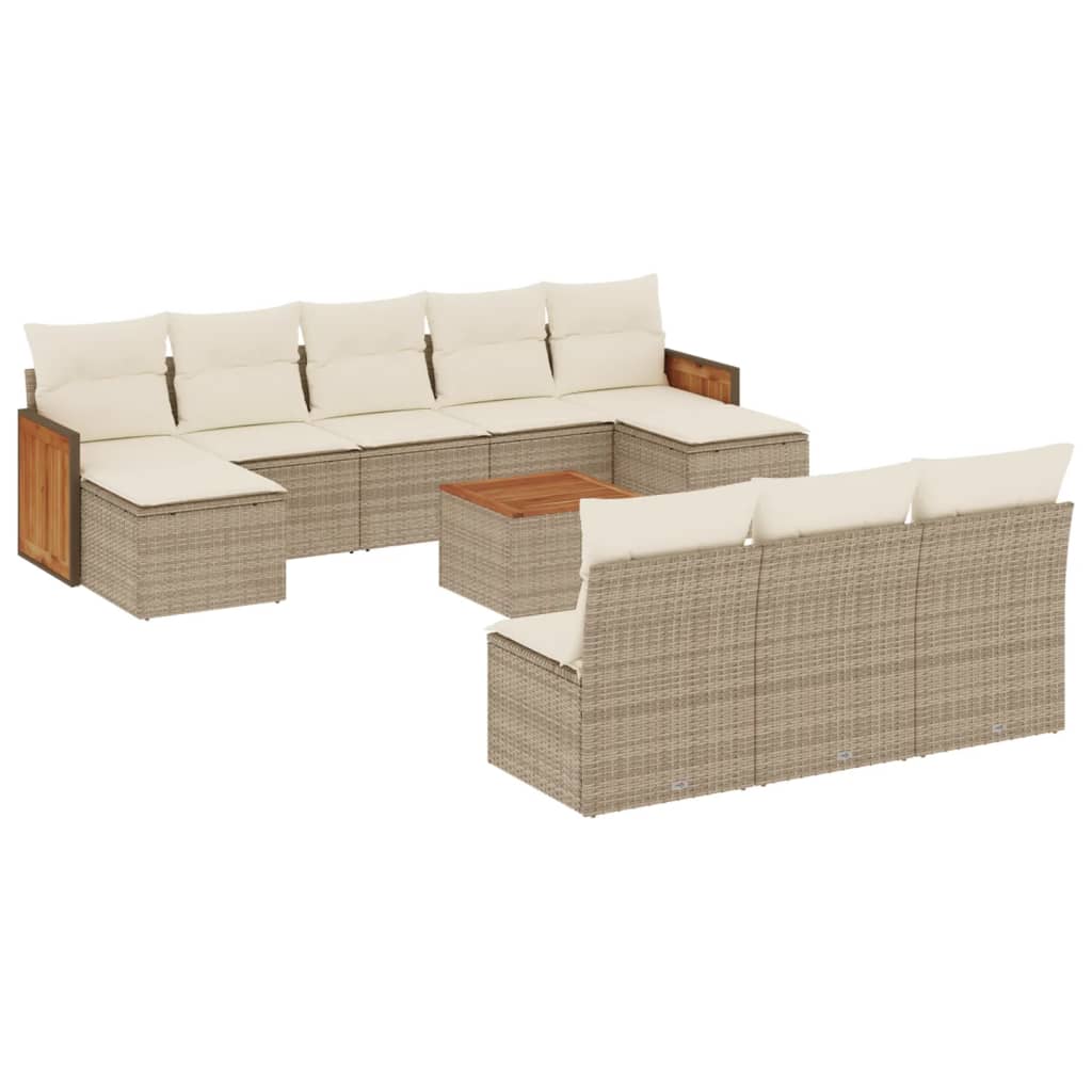 Set de sofás de jardín 11pzas con cojines ratán sintético beige V0408 Vetonek