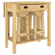 Vetonek Set de mesa alta y taburetes de bar 3 pzas madera maciza pino
