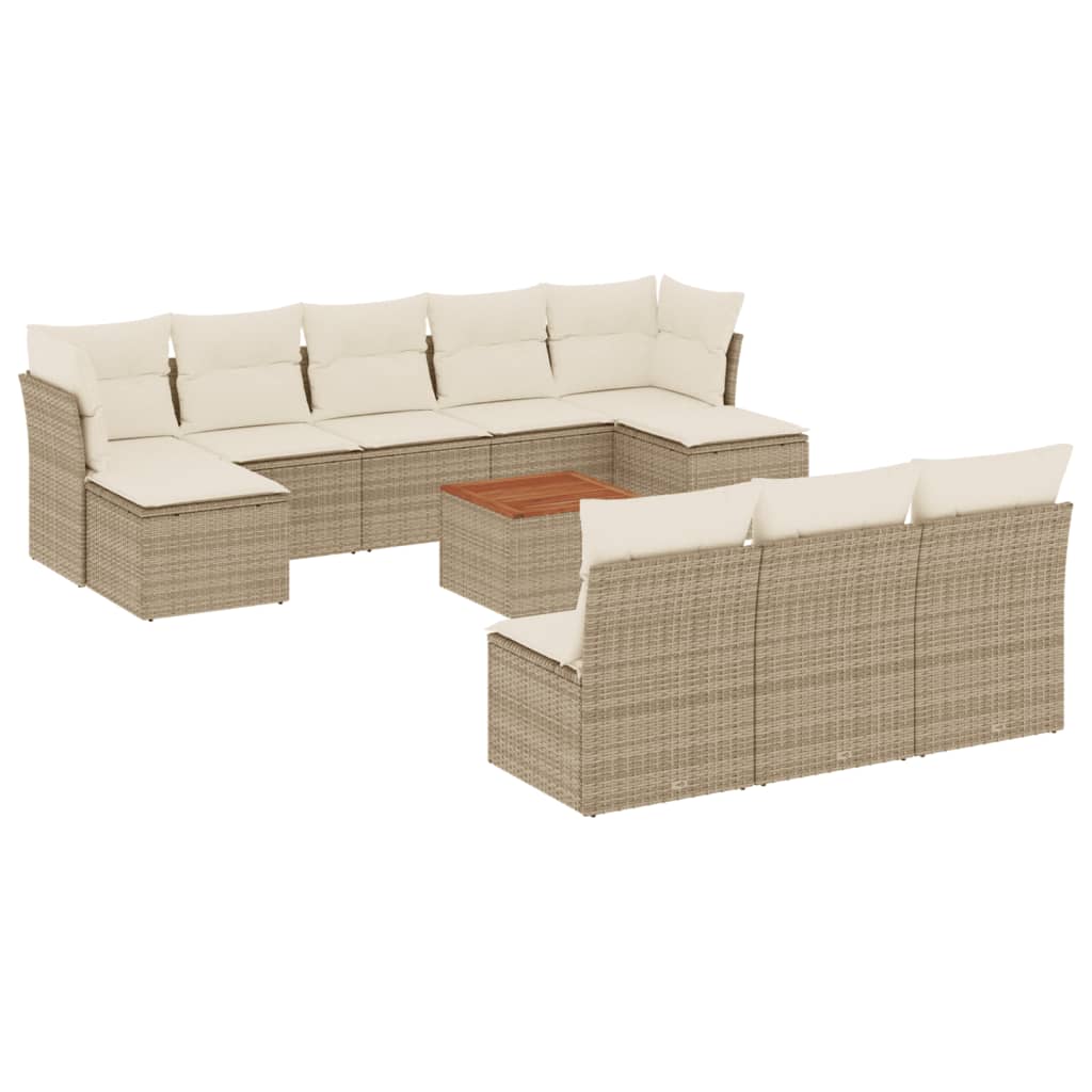 Set de sofás de jardín 11pzas con cojines ratán sintético beige vidaXL