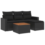 Set de muebles de jardín 5 pzas y cojines ratán sintético negro v9517 Vetonek