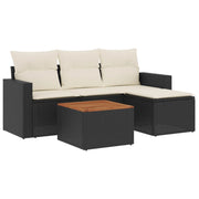 Set de muebles de jardín 5 pzas y cojines ratán sintético negro v9524 - Vetonek