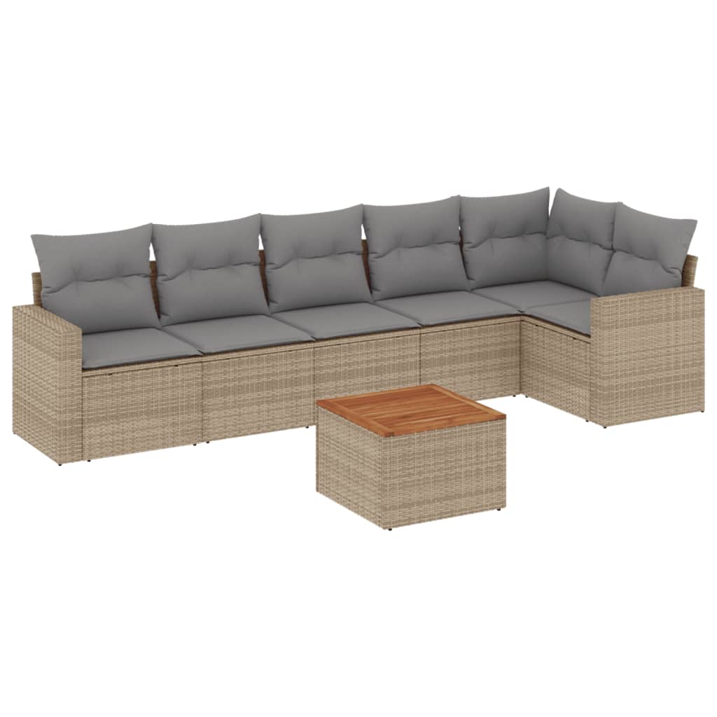 Ensemble canapé de jardin 7 pièces et coussins en rotin synthétique beige V9975 Vetonek