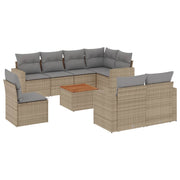 Ensemble canapé de jardin 9 pièces avec coussins en rotin synthétique beige V0810 Vetonek
