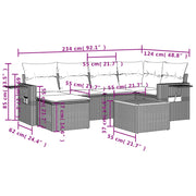 Set de comedor de jardín 7 pzas y cojines ratán sintético negro V5266 Vetonek