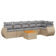 Ensemble canapé de jardin 7 pièces et coussins en rotin synthétique beige V8793 Vetonek
