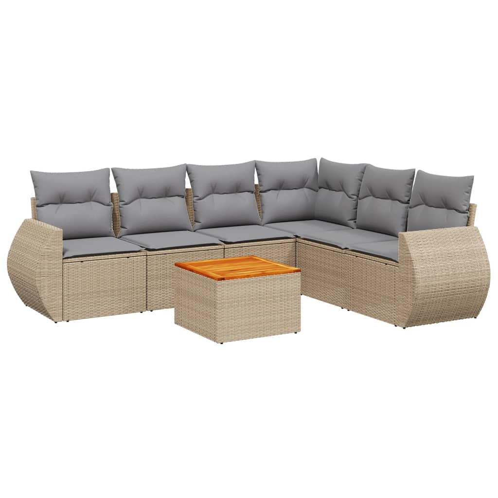 Ensemble canapé de jardin 7 pièces et coussins en rotin synthétique beige V8861 Vetonek