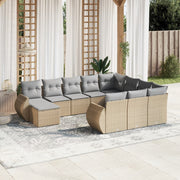 Ensemble canapé de jardin 11 pièces avec coussins en rotin synthétique beige V0543 Vetonek