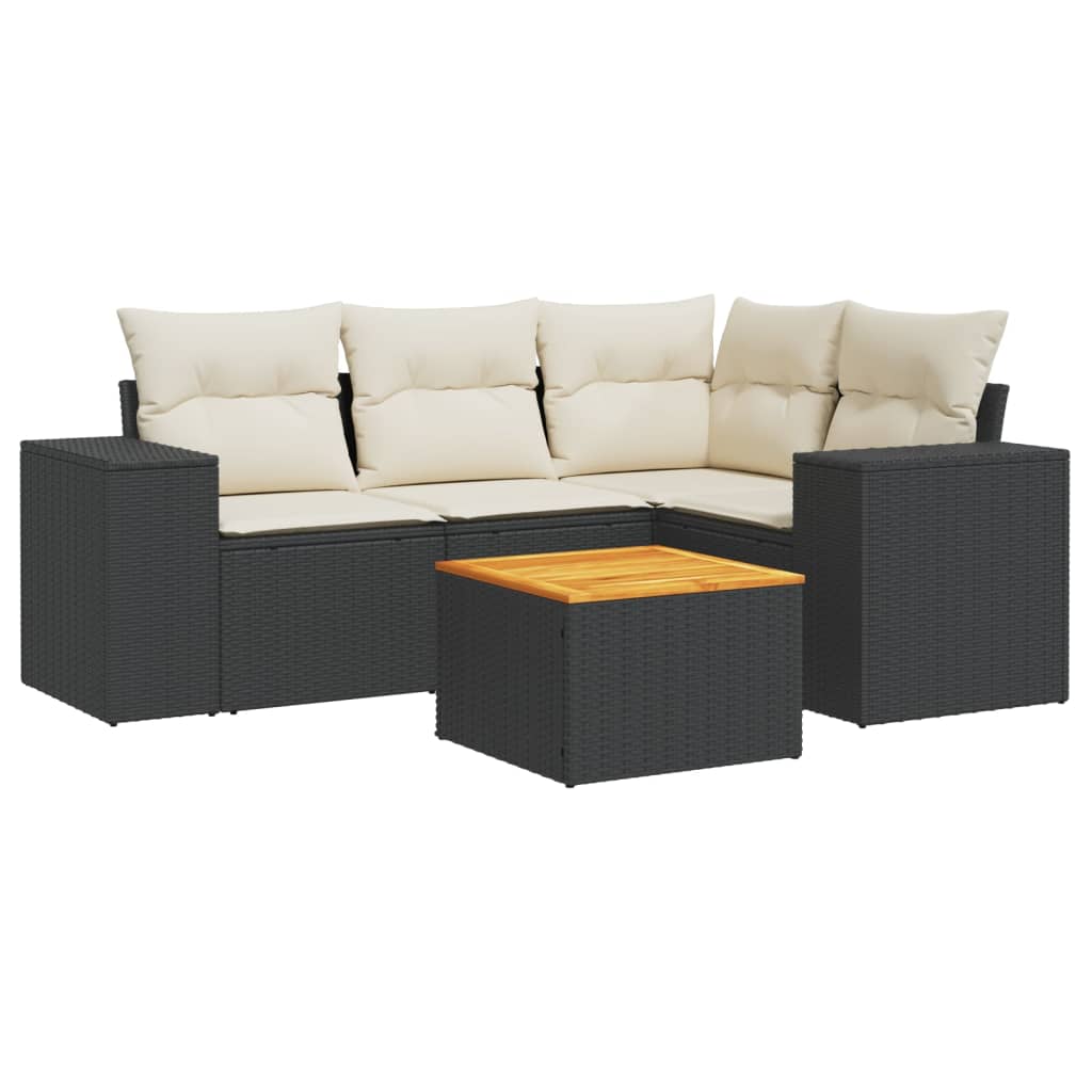 Set de muebles de jardín 5 pzas y cojines ratán sintético negro V2899 Vetonek