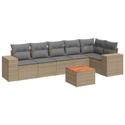 Ensemble canapé de jardin 7 pièces et coussins en rotin synthétique beige V3209 Vetonek