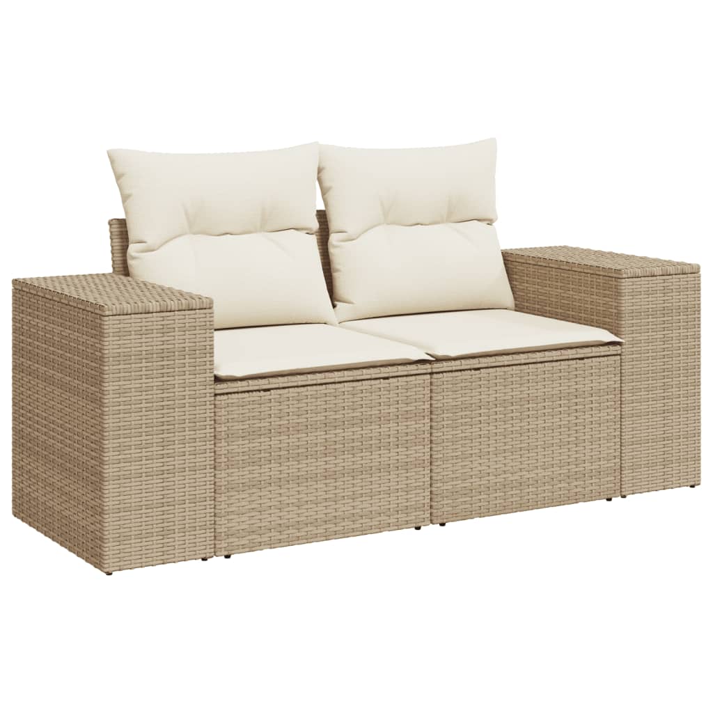 Set de sofás de jardín 9 pzas con cojines ratán sintético beige - Vetonek