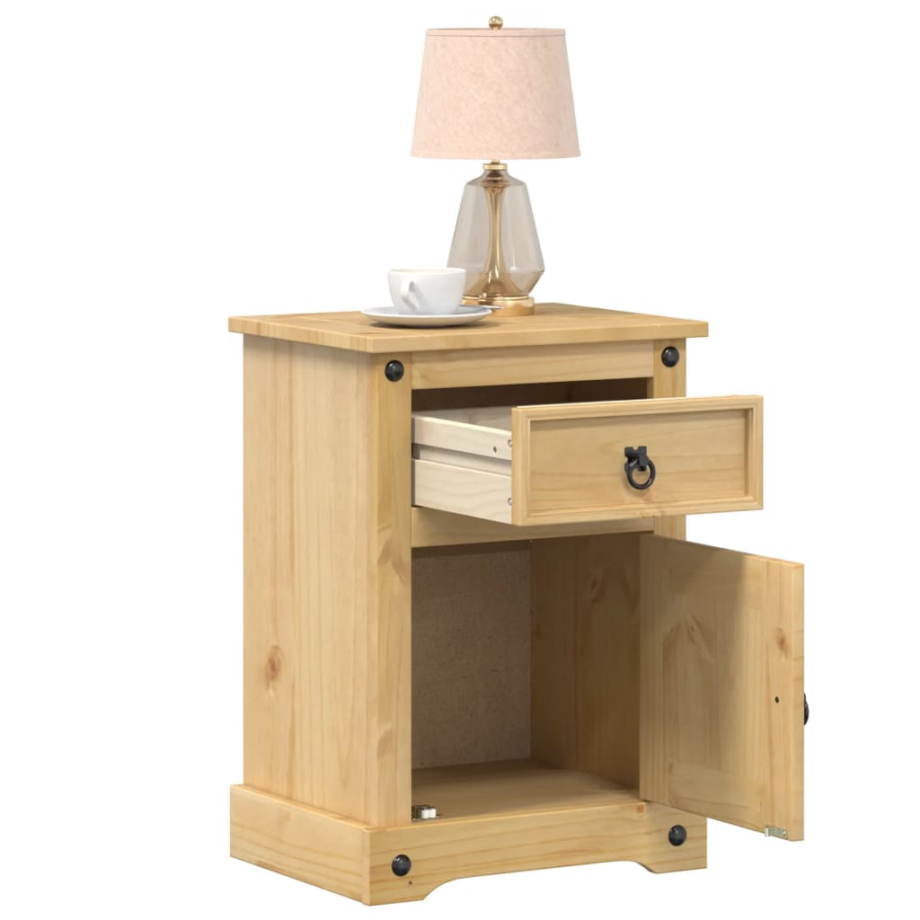 Vetonek Mesita de noche Corona madera maciza de pino 45x35x64 cm