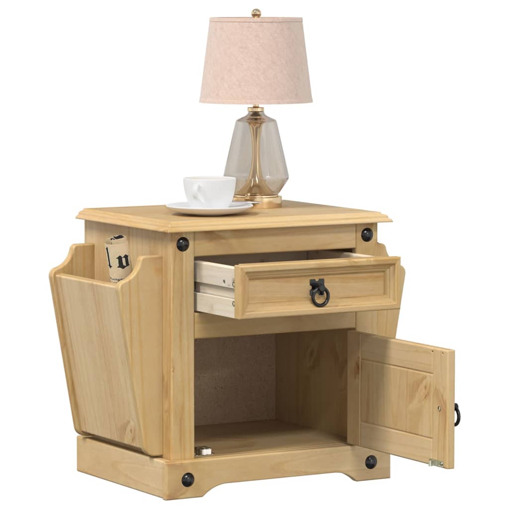 Vetonek Mesita de noche Corona madera maciza de pino 45x35x47,5 cm