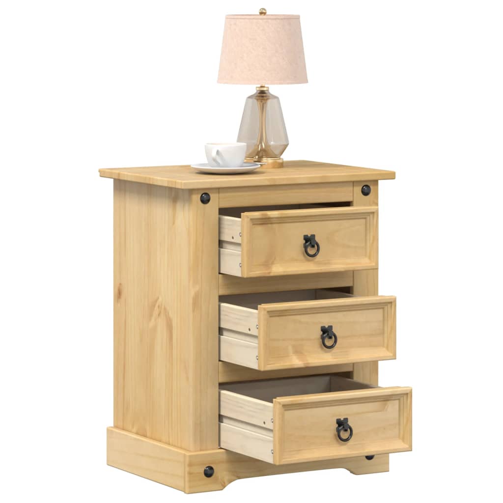 Vetonek Mesita de noche Corona madera maciza de pino 53x39x66 cm