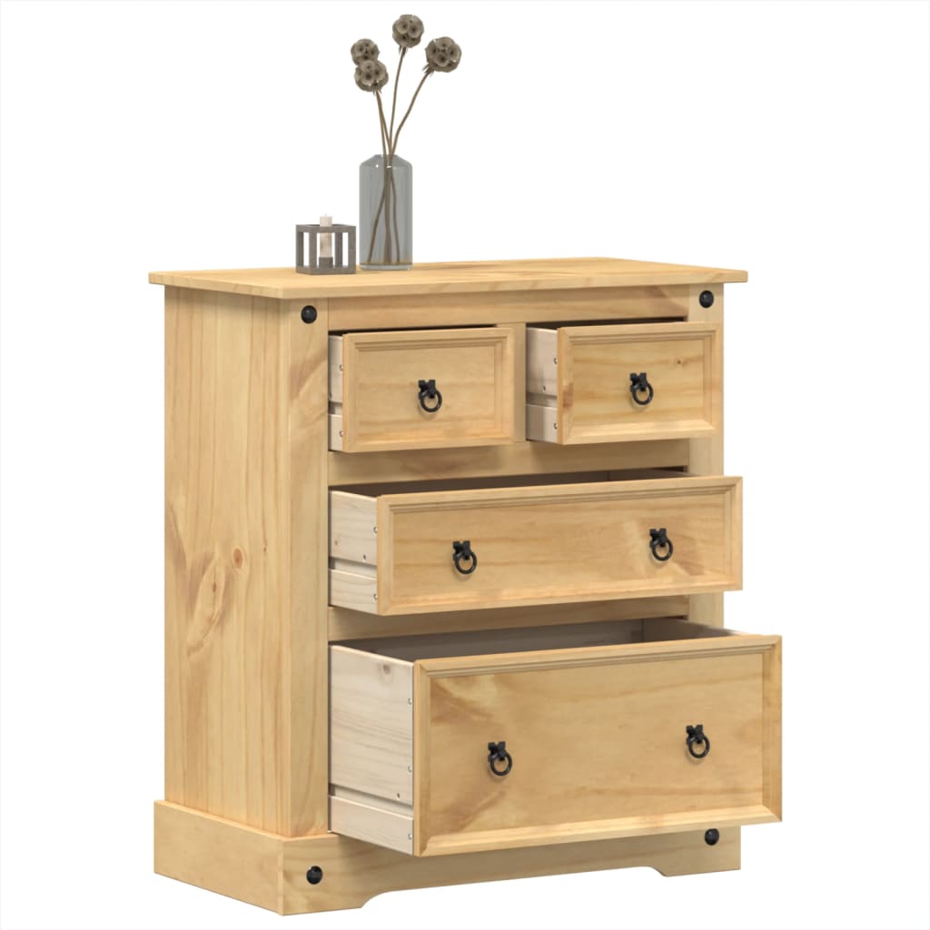 Cómoda cajonera corona madera maciza de pino 80x43x91 cm v9102 Vetonek