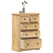 Cómoda cajonera corona madera maciza de pino 80x43x114 cm v9119 Vetonek