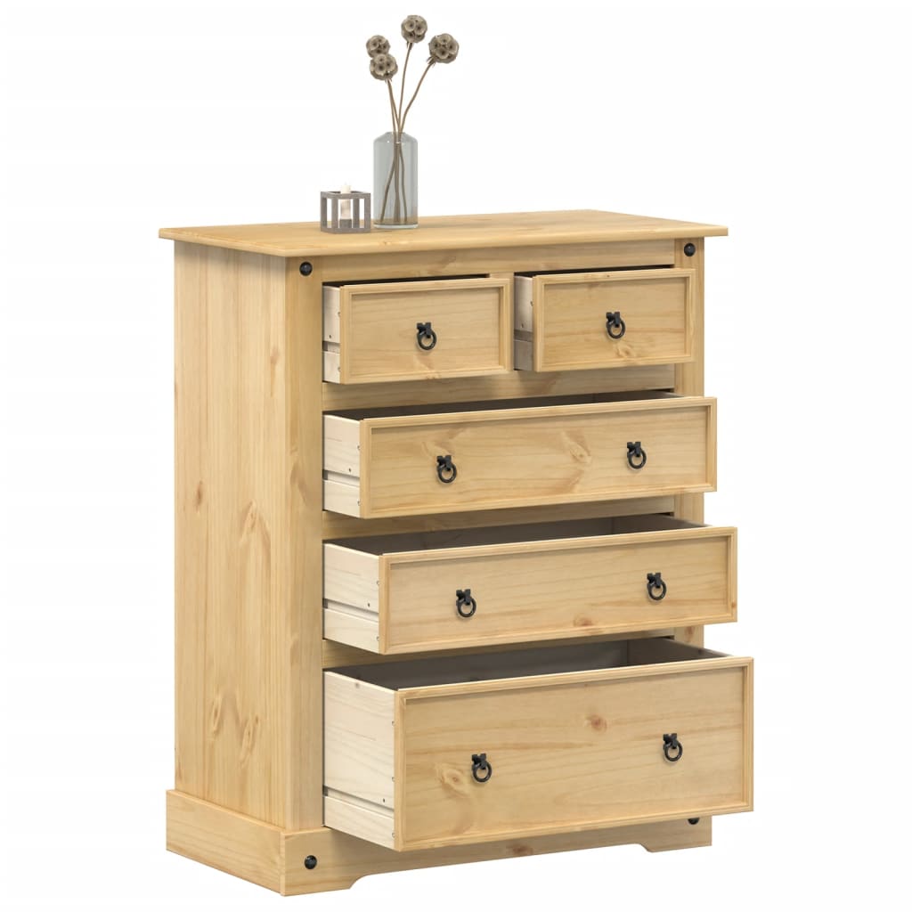 Cómoda cajonera corona madera maciza de pino 92x48x114 cm v9140 Vetonek