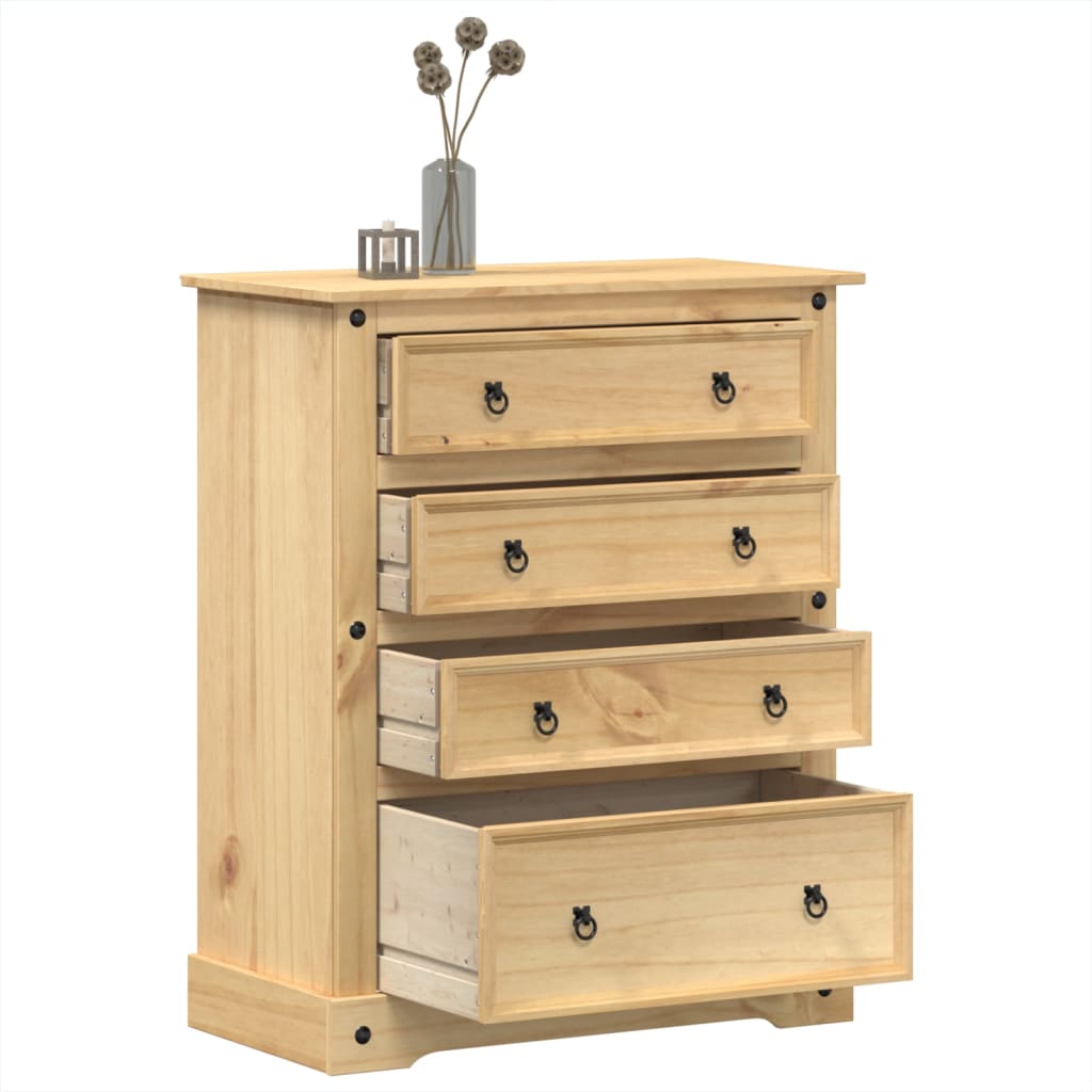 Cómoda cajonera corona madera maciza de pino 92x48x120 cm v9157 Vetonek