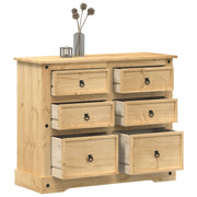 Cómoda cajonera corona madera maciza de pino 110x43x91 cm v9164 Vetonek