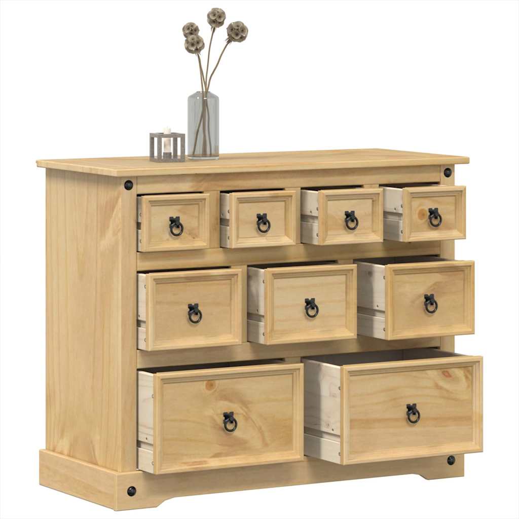 Cómoda cajonera corona madera maciza de pino 101x45x82 cm v9188 Vetonek