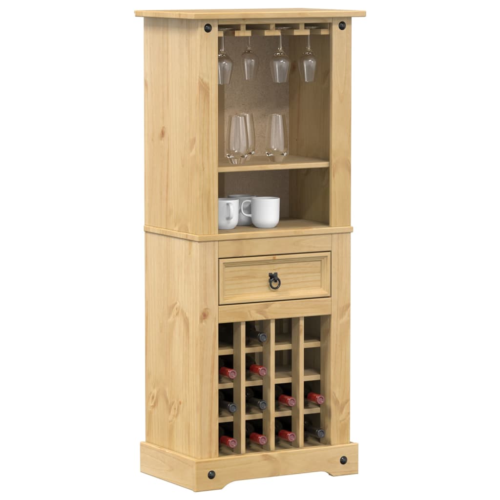 Vetonek Mueble botellero Corona madera maciza de pino 56x35x120 cm