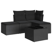 Set de muebles de jardín 5 pzas y cojines ratán sintético negro V2997 Vetonek