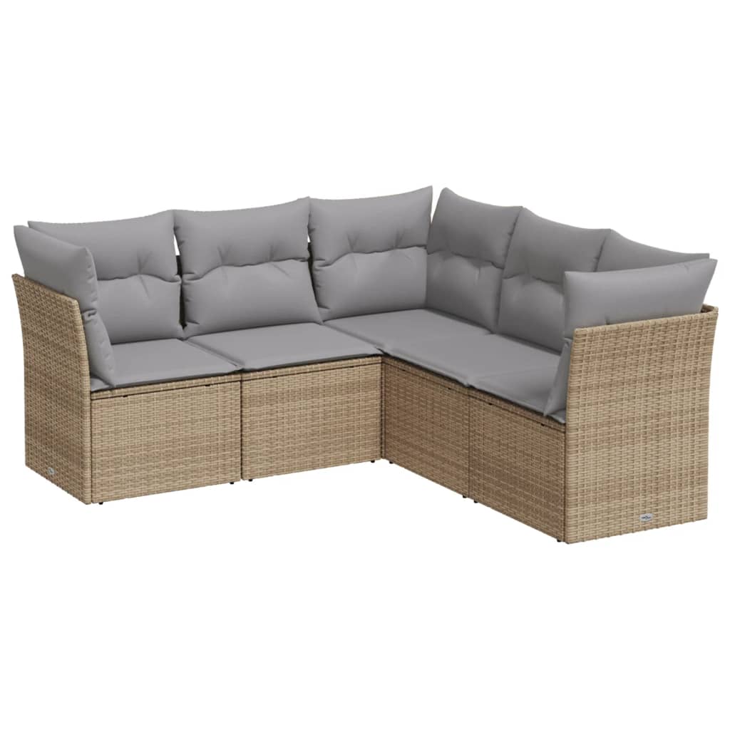 Sofas de jardin Game 5 Pzas Ratán Synthétique beige