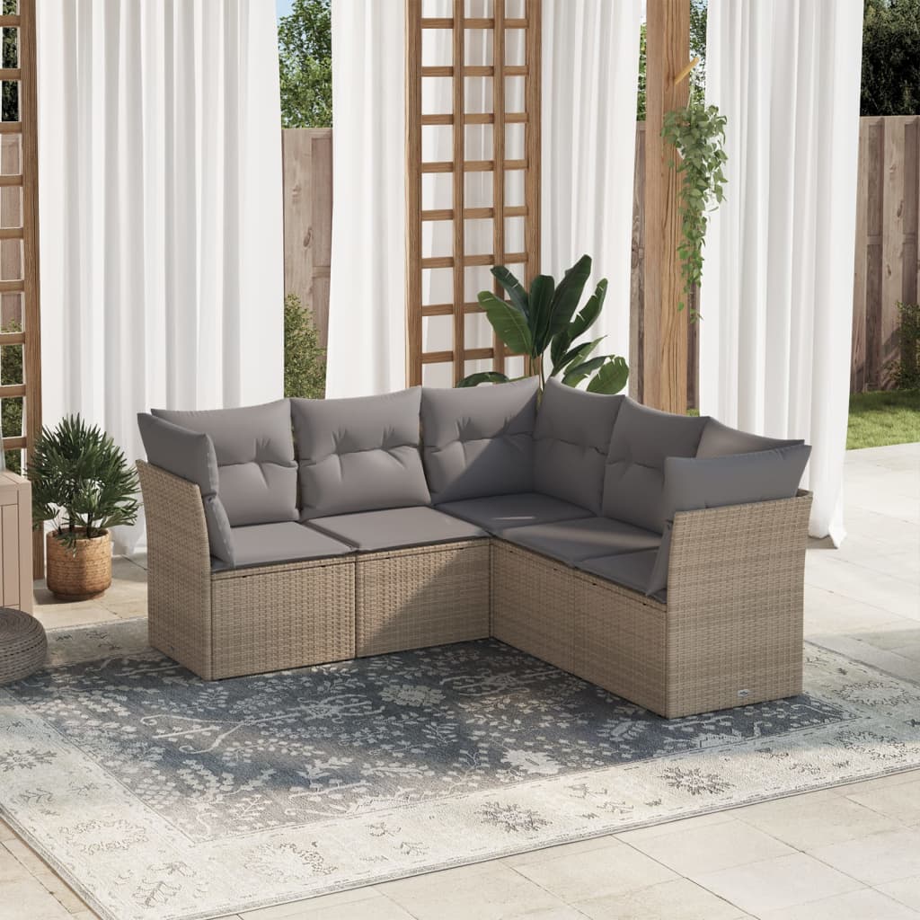 Sofas de jardin Game 5 Pzas Ratán Synthétique beige