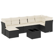 Set de sofás de jardín 8 piezas y cojines ratán sintético negro V7909 Vetonek