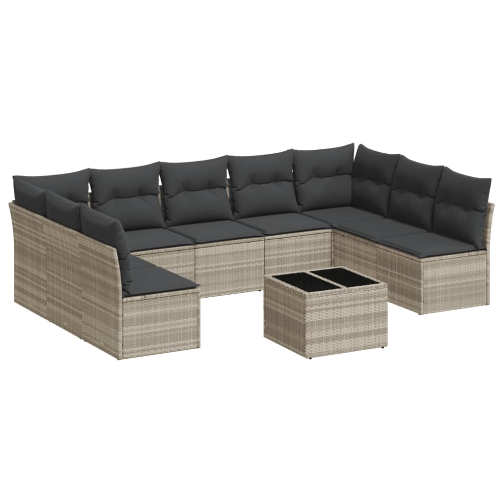 Sofas Sofas Garten 10 Stcs mit leichten synthetischen Rattan -Kissen