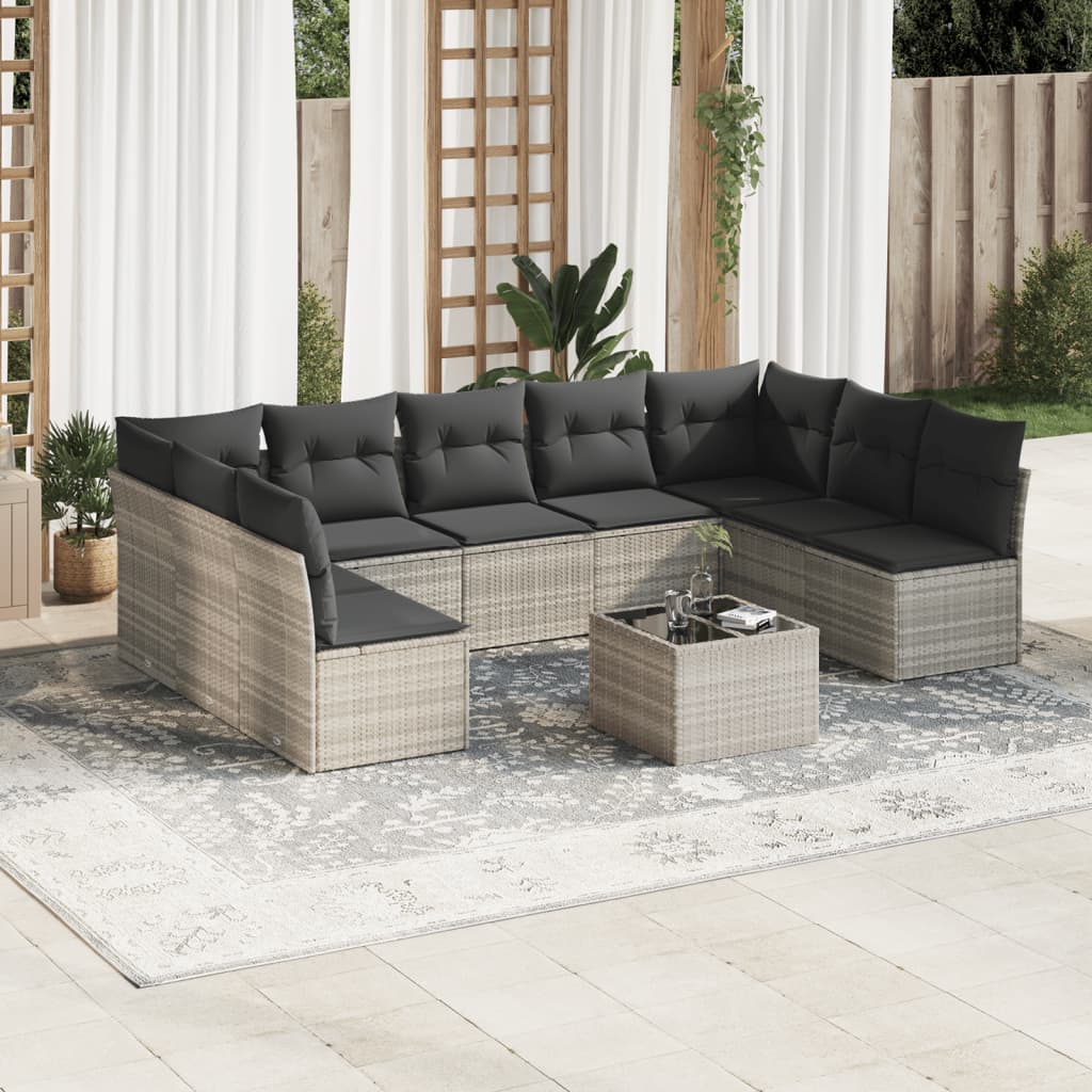 Sofas Sofas Garten 10 Stcs mit leichten synthetischen Rattan -Kissen