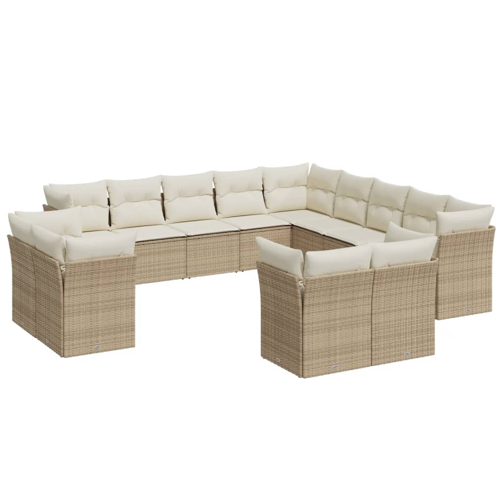 Divani da giardino set con cuscini 13 pezzi beige sintetico