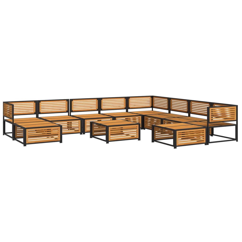 Sofas de jardin ensembles avec coussins 11 pcs en bois massif acacia