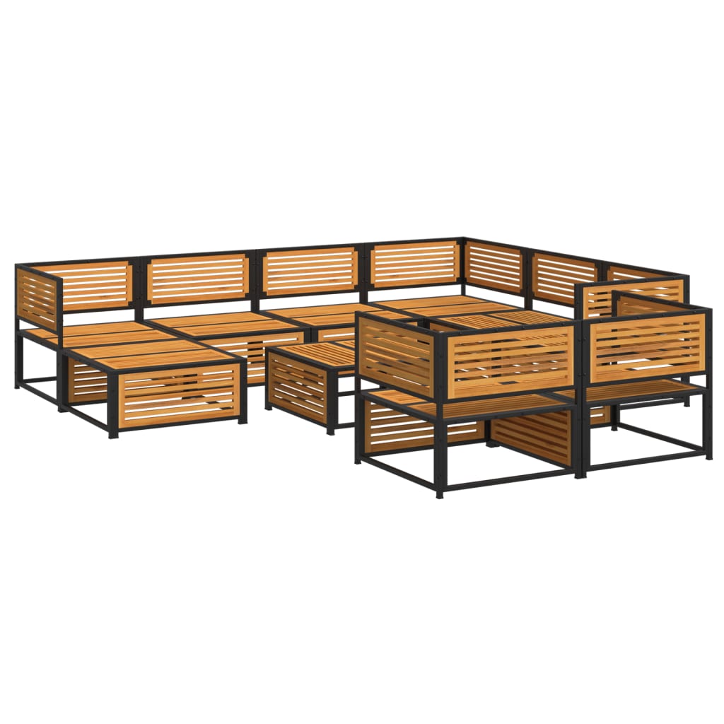 Sofas de jardin ensemble avec coussins 10 pcs en bois massif acacia