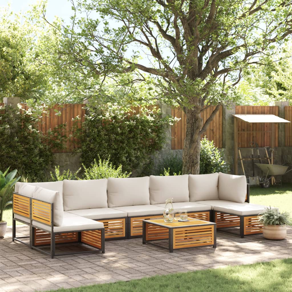 Vetonek Set de sofás de jardín con cojines 8 pzas madera maciza acacia