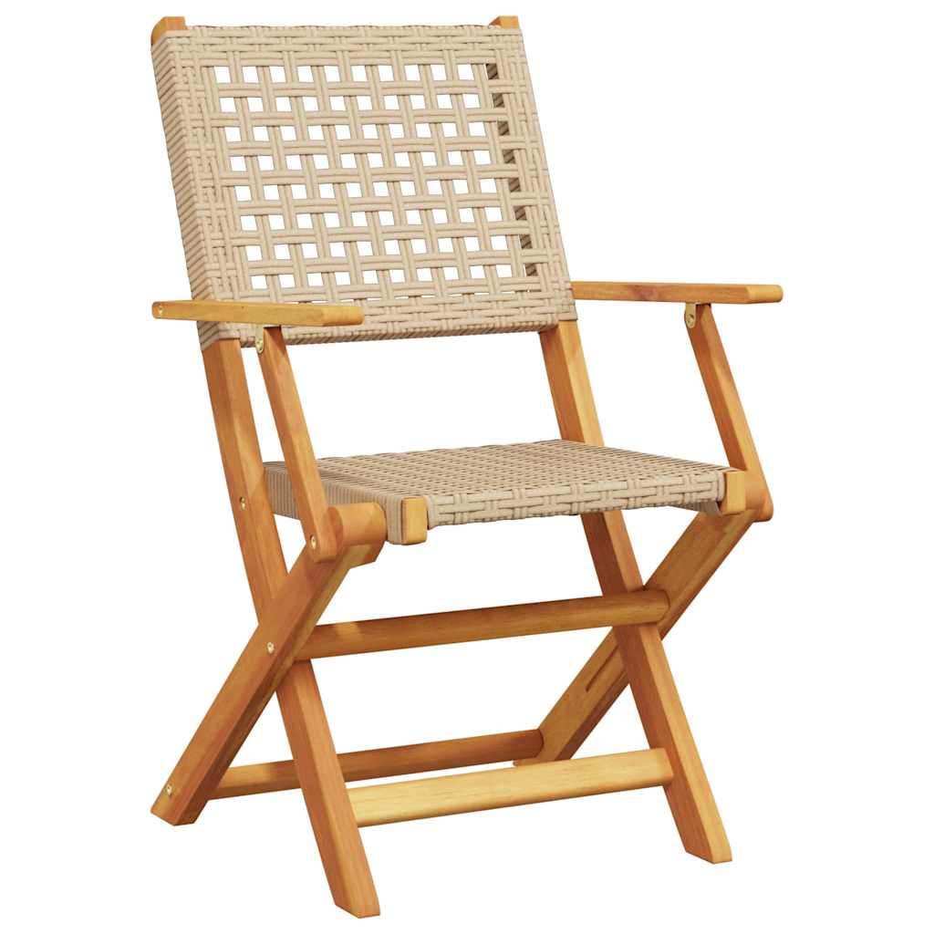 FOLDABLE GARDEN CHAIRS 4 UDS Maciza Wood and Ratán Pe Beige