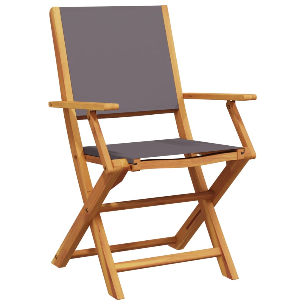 Folding garden chairs 4 units solid wood and anthracite fabric