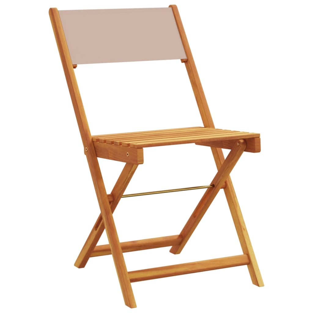 FOLDING GARDEN CHAIRS 4 UDS Solid Wood and Taupe Fabric