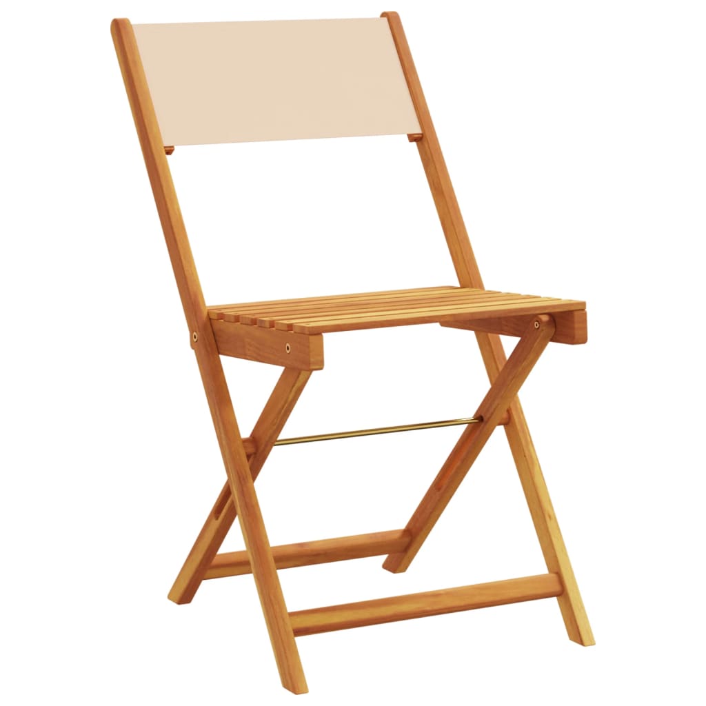 Folding garden chairs 4 units solid wood and beige fabric